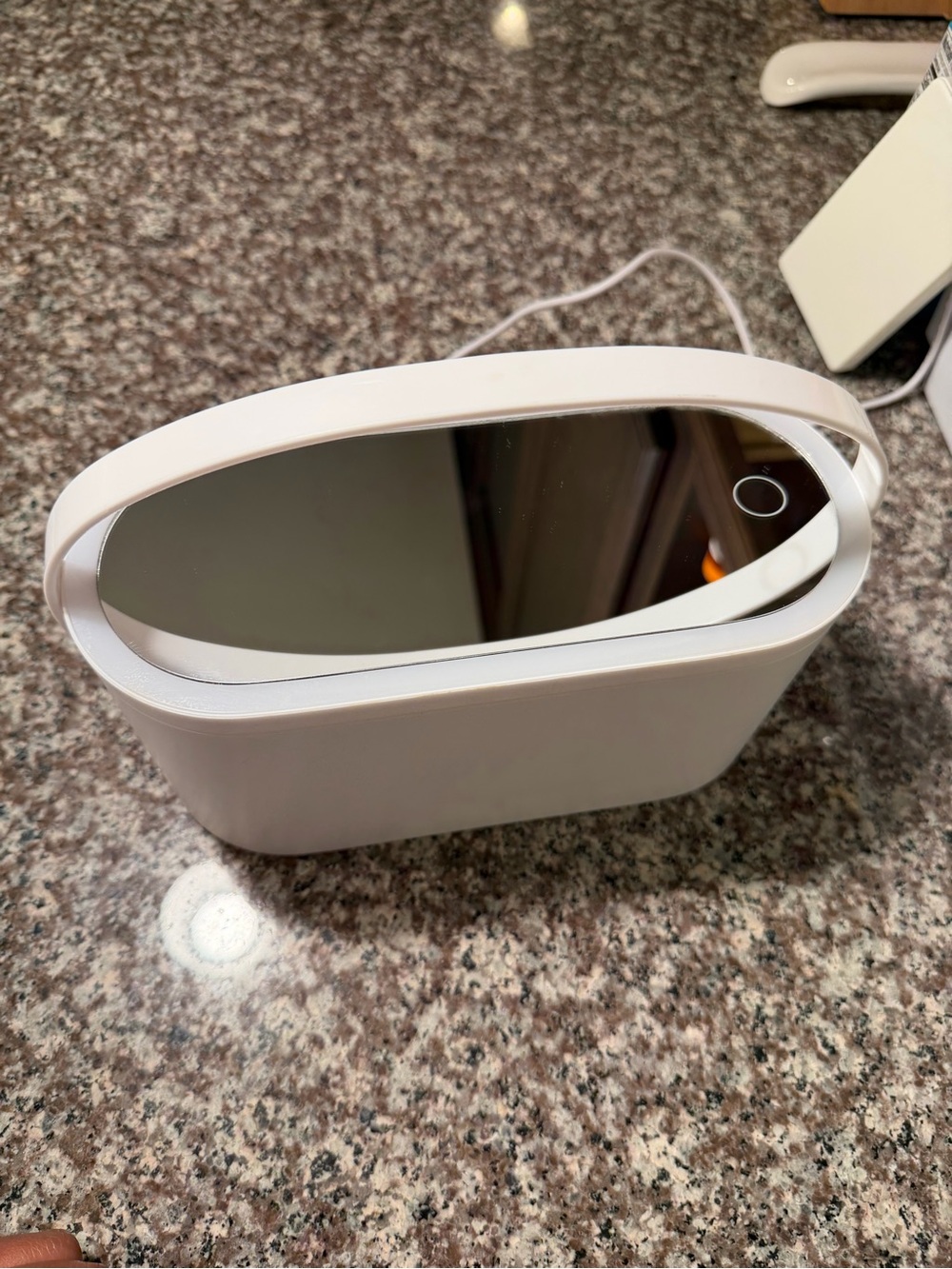 Portable White LED Skincare Mirror with Touch Light